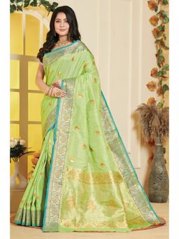 EXCLUSIVA - Green Banarasi Saree with Unstitched Blouse