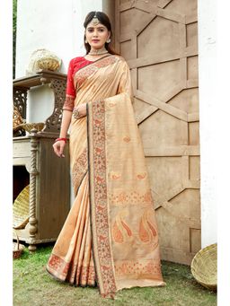 EXCLUSIVA - Cream Silk Saree with Unstitched Blouse
