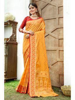 EXCLUSIVA - Yellow Silk Saree with Unstitched Blouse