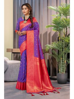 EXCLUSIVA - Purple Silk Saree with Unstitched Blouse