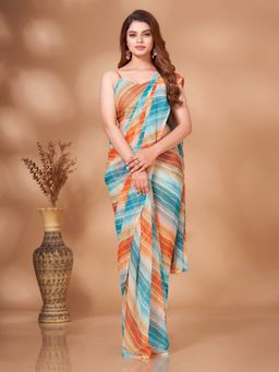 Tikhi Imli - Ready To Wear Multicolored Leheriya Georgette Saree with Unstitched Blouse