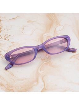 TED SMITH - Womens Polarized UV Protection Light Brown Lens Purple Cat-Eye Sunglasses