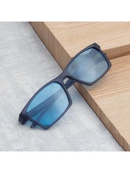 TED SMITH - Unisex Polarized UV Protection Candy Blue Lens Matt Blue Rectangular Sunglasses