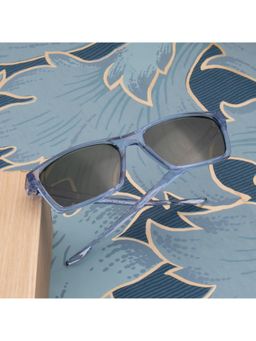 TED SMITH - Unisex Polarized UV Protection Green Lens Blue Rectangular Sunglasses