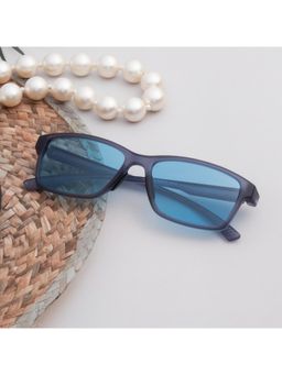 TED SMITH - Unisex Polarized UV Protection Candy Blue Lens Matt Blue Rectangular Sunglasses