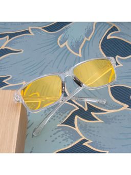 TED SMITH - Unisex Polarized UV Protection Yellow Lens Transparent Rectangular Sunglasses