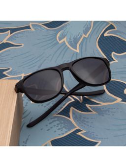 TED SMITH - Unisex Polarized UV Protection Grey Lens Black Wayfarer Sunglasses