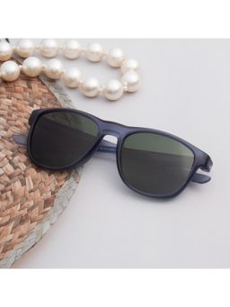 TED SMITH - Unisex Polarized UV Protection Green Lens Blue Wayfarer Sunglasses