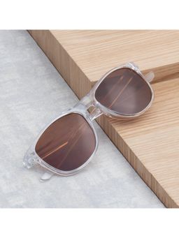 TED SMITH - Unisex Polarized UV Protection Brown Lens Transparent Wayfarer Sunglasses