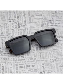 TED SMITH - Unisex Polarized UV Protection Grey Lens Black Square Sunglasses