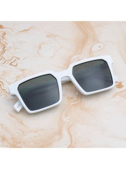 TED SMITH - Unisex Polarized UV Protection Green Lens White Square Sunglasses