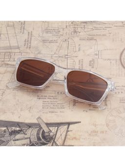 TED SMITH - Unisex Polarized UV Protection Brown Lens Transparent Rectangular Sunglasses
