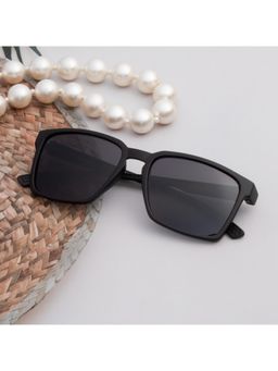 TED SMITH - Unisex Polarized UV Protection Grey Lens Black Wayfarer Sunglasses