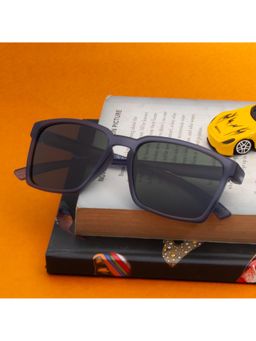 TED SMITH - Unisex Polarized UV Protection Green Lens Matt Blue Wayfarer Sunglasses