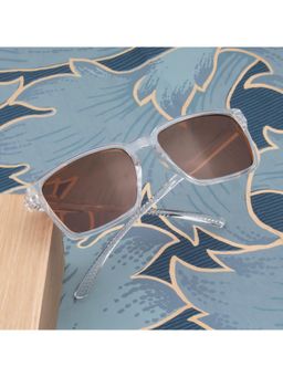 TED SMITH - Unisex Polarized UV Protection Brown Lens Transparent Wayfarer Sunglasses