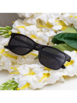 TED SMITH - Unisex Polarized UV Protection Grey Lens Black Wayfarer Sunglasses