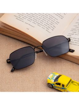 TED SMITH - Unisex Polarized UV Protection Grey Lens Black Square Sunglasses