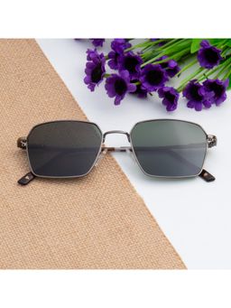 TED SMITH - Unisex Polarized UV Protection Green Lens Gunmetal Grey Square Sunglasses