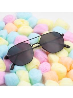 TED SMITH - Unisex Polarized UV Protection Grey Lens Black Pilot Sunglasses