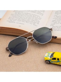 TED SMITH - Unisex Polarized UV Protection Green Lens Silver Pilot Sunglasses