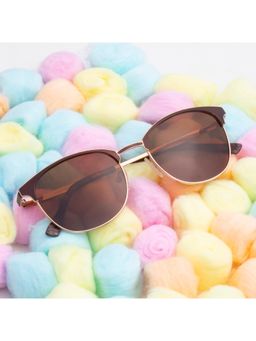 TED SMITH - Womens Polarized UV Protection Brown Lens Gold & Brown Round Sunglasses