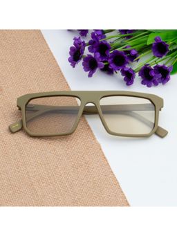 TED SMITH - Unisex Polarized UV Protection Light Brown Lens Green Square Sunglasses