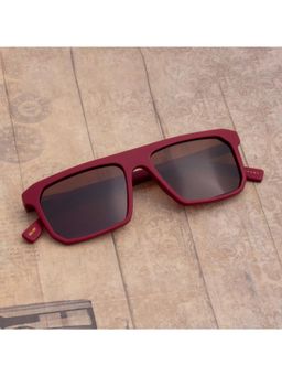 TED SMITH - Unisex Polarized UV Protection Brown Lens Red Square Sunglasses