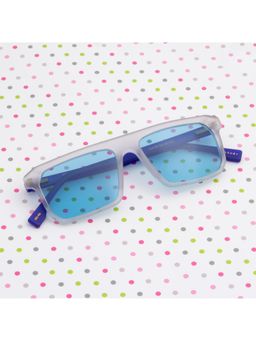 TED SMITH - Unisex Polarized UV Protection Candy Blue Lens Transparent Square Sunglasses