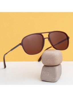 TED SMITH - Unisex Polarized UV Protection Brown Lens Brown Pilot Sunglasses