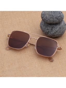TED SMITH - Unisex Polarized UV Protection Brown Lens Gold Pilot Sunglasses
