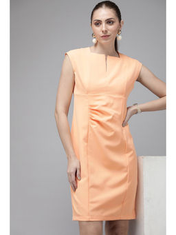 Van Heusen - Women Peach Solid Thigh-Length Formal Dress