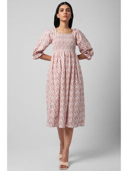 Van Heusen - Women Pink Print Calf-Length Casual Dress