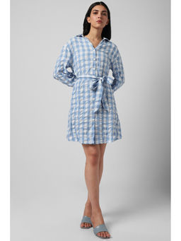 Van Heusen - Women Blue Check Thigh-Length Casual Dress
