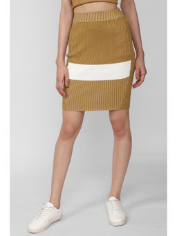 Van Heusen - Women Brown Ribbed Casual Mini Skirt