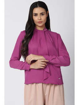 Van Heusen - Women Pink Solid Long Sleeves Formal Blouse