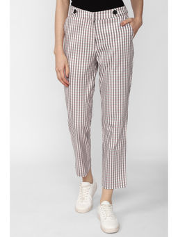 Van Heusen - Women Pink Check Casual Regular Fit Trousers