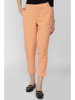 Van Heusen - Women Peach Solid Formal Regular Fit Trousers