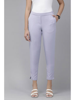 Van Heusen - Women Purple Solid Formal Regular Fit Trousers