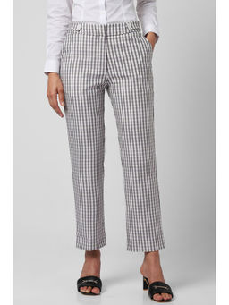 Van Heusen - Women Grey Check Formal Regular Fit Trousers
