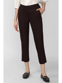 Van Heusen - Women Brown Solid Formal Regular Fit Trousers