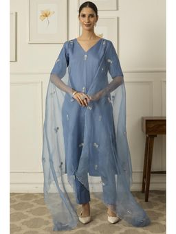 PEELI DORI - Powder Blue Iris Kurta with Pant and Dupatta (Set of 3)