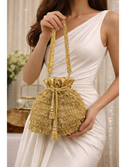 BOXWISH BY BHUMIKA - Jhalar Potli Clutch For Women - Gold