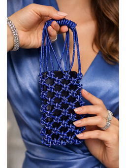 BOXWISH BY BHUMIKA - Rhinestone Lattice Phone Mini Bags - Blue
