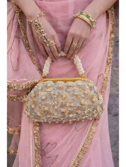BOXWISH BY BHUMIKA - Floral Beaded Hand Bag For Weddings And Parties - Gold
