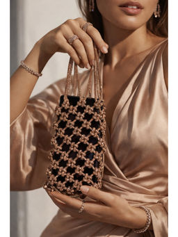 BOXWISH BY BHUMIKA - Rhinestone Lattice Phone Mini Bags - Copper