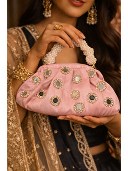 BOXWISH BY BHUMIKA - Mirror Embellished Hand Bag For Women - Pink