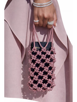 BOXWISH BY BHUMIKA - Rhinestone Lattice Phone Mini Bags - Pink