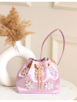BOXWISH BY BHUMIKA - Stylish Crystal Embellished Women Potli Bag - Pink