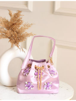 BOXWISH BY BHUMIKA - Stylish Crystal Embellished Women Potli Bag - Purple