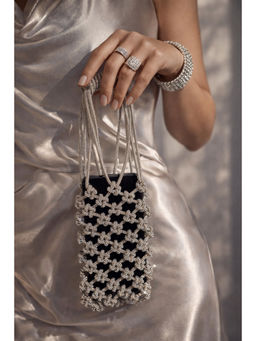 BOXWISH BY BHUMIKA - Rhinestone Lattice Phone Mini Bags - Silver